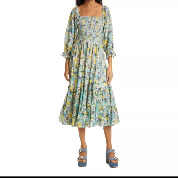 LoveShackFancy Dresses & Skirts - EUC LOVESHACKFANCY  Capri Tiered Floral Midi Dress - Acai Berry Size Small